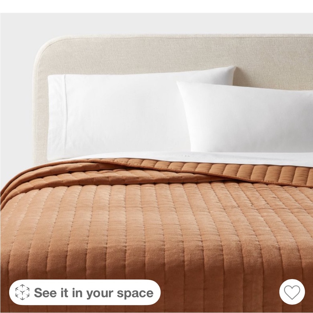 Threshold Channel Stitch King Caramel Velvet Quilt
